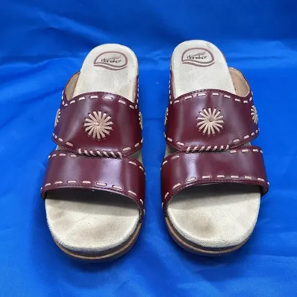 Dansko Chunky Slide Sandal Brown Leather Womens US11 UE42 - Picture 2 of 9